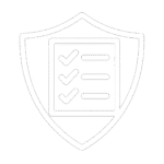 White icon of a shield with checklist, representing NIST compliance auditing