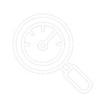 White vector magnifying glass over server, symbolizing SIEM threat analysis