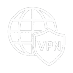 White lock and globe icon representing encrypted VPN service